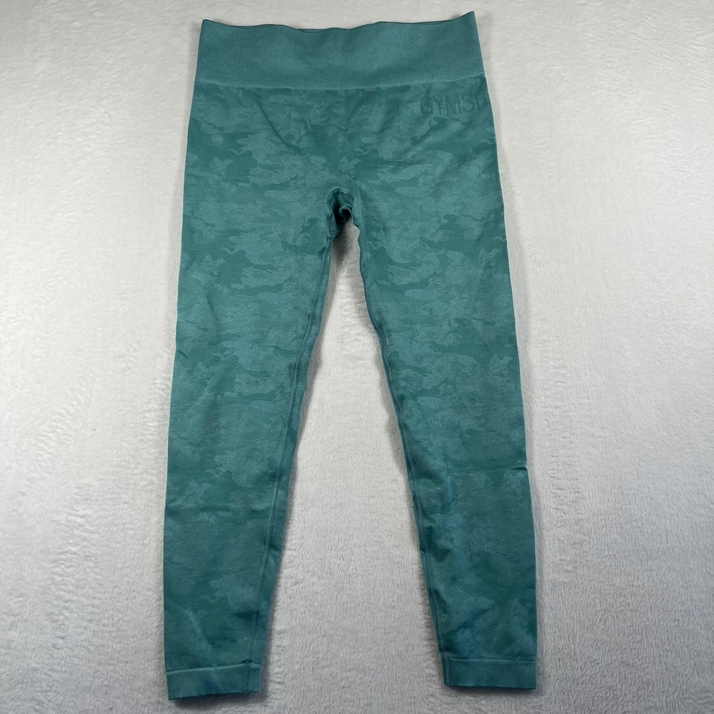 Gymshark Leggings Womens‎ medium Green Camo Seamless High Rise Compression Yoga
